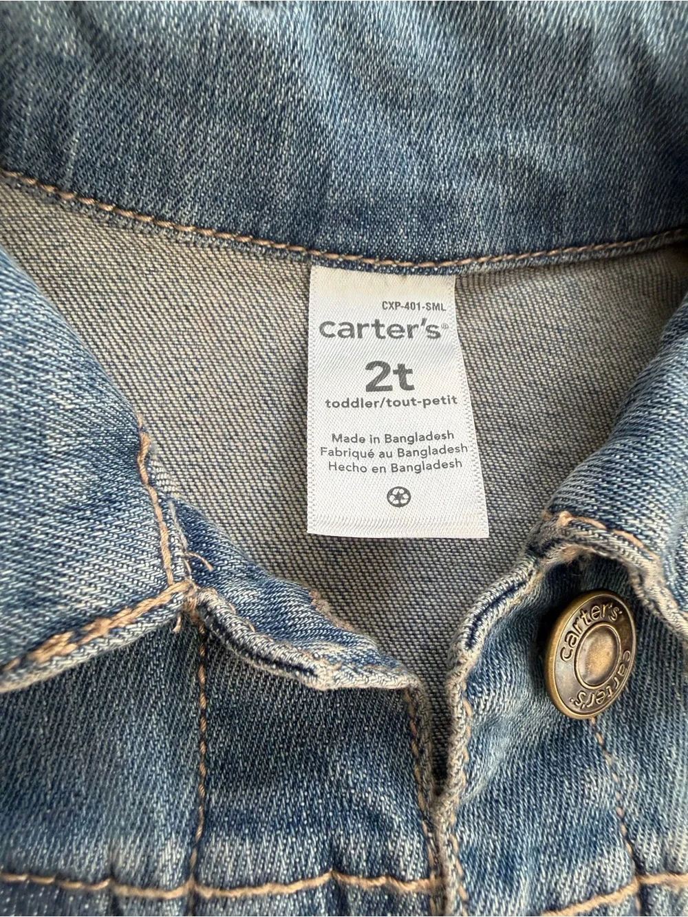 Carter's Jean Jacket 2T Toddler Girl Blue Denim Jacket with Pink Heart Accent